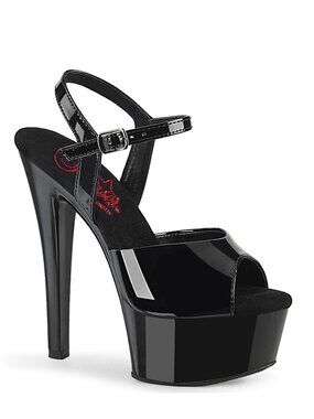 Pleaser Gleam 609 Black Platform Sandals High Heels